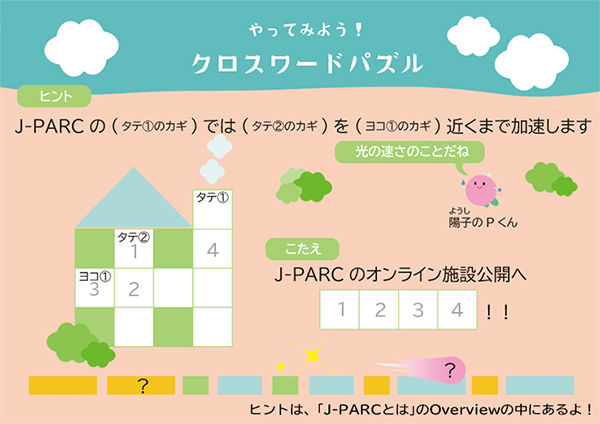 「J-PARCオンライン施設公開2020」 Kidsページからのおしらせ