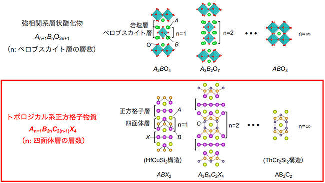トポロジカル磁性体の新たな設計指針を確立<br />- ディラック電子を持つ正方格子物質でホモロガス系列を発見 -